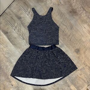 Navy and White Polka Dot Tennis Set Girls Med